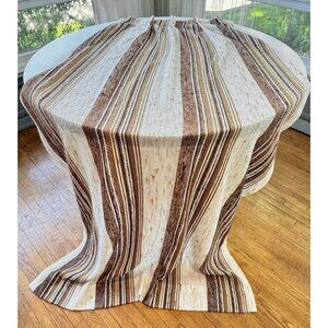 Vintage 70s pleated curtain, beige, tan, brown vertical stripes, narrow panel